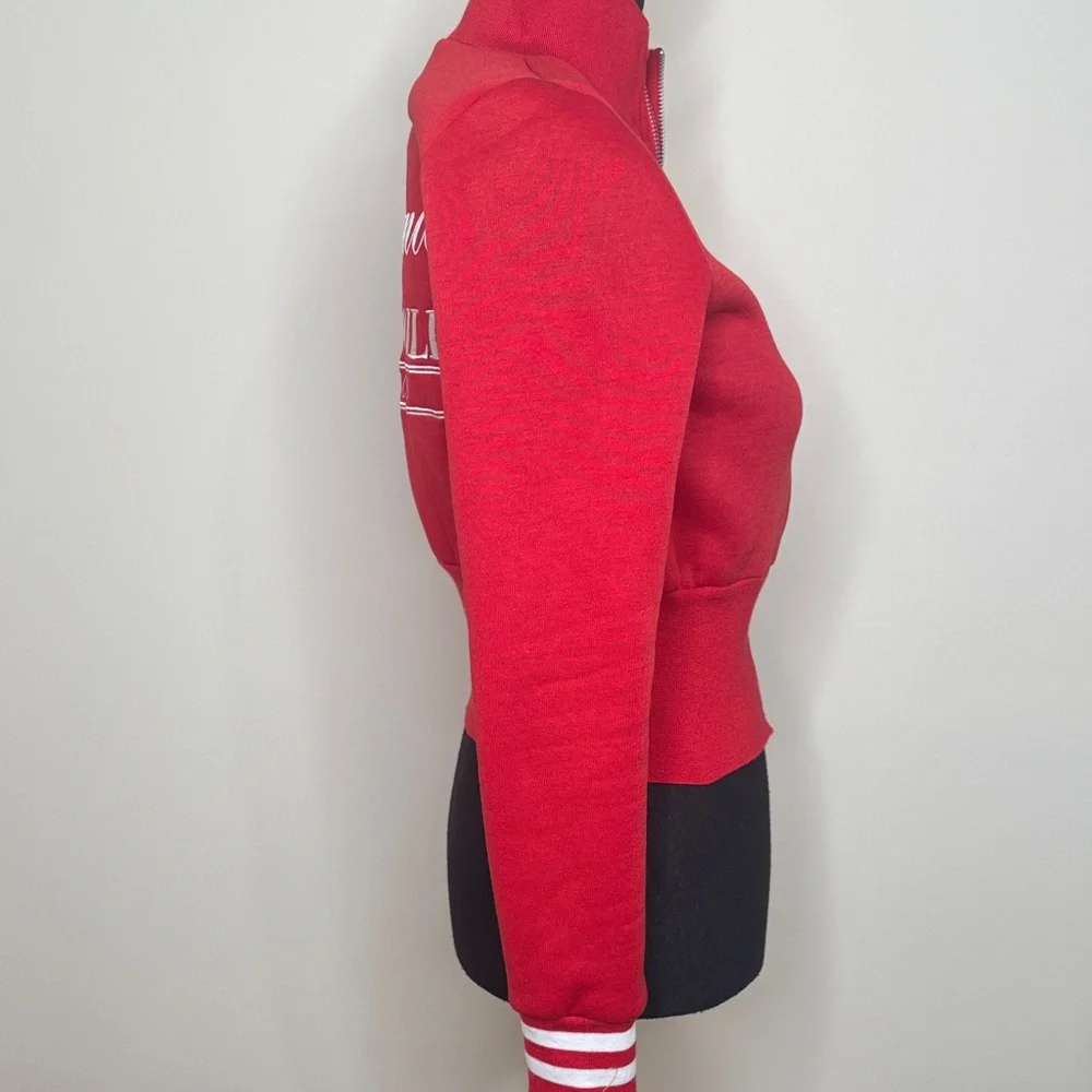 Beverly Hills Red Women's Cropped Sweater Jacket - Picture 3 of 4